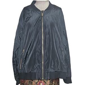Lane Bryant Black Full Zip Satin Jacket Size 4X